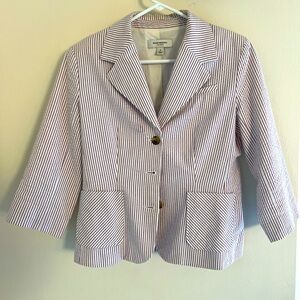 Women’s Isaac Mizrahi Striped Seersucker Blazer Size S Purple & White
